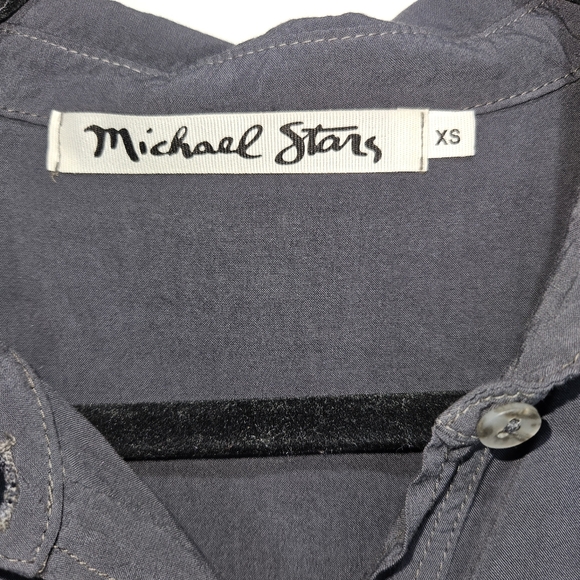 Michael Stars Long Sleeve Button Shirt Top Blouse Dark Gray Rayon Made in USA XS - Picture 2 of 16